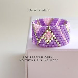 Peyote Beaded Ring Pattern – Geometric Zigzag, Gold Accents (PDF)