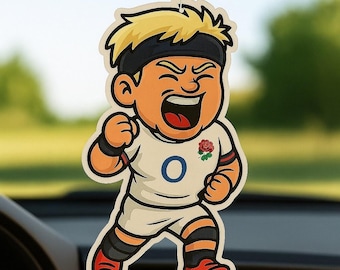 Rugby Air Freshener – Inspired by England’s Rising Star | Funny Rugby Gift | Car Accessory for Rugby Fans