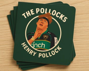 The Pollocks – Henry Pollock Rugby Drinks Coaster | 8-Pack Card Beer Mats