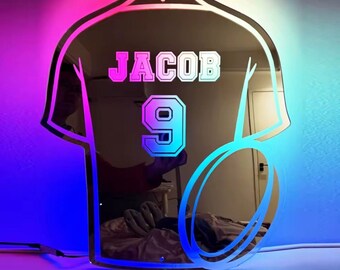 Personalised LED Rugby Shirt | Mirror LED light | Rugby Gift | Birthday Gift | Personalised Gift | Rugby Shirt | Rugby Kit
