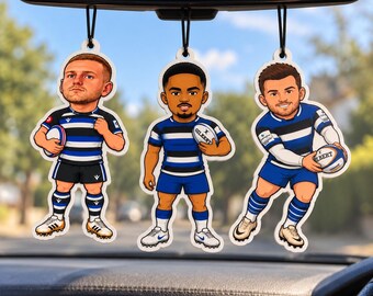 Rugby Air Freshener Bundle | 3 Pack Rugby Gift | Car Air Fresheners | Rugby Fan Gift | Blue Black White
