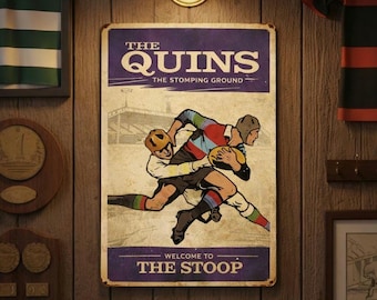 Quins Rugby Vintage Metal Sign – Welcome to The Stoop Poster | Quins Rugby Wall Art | Rugby Fan Gift | Man Cave Decor