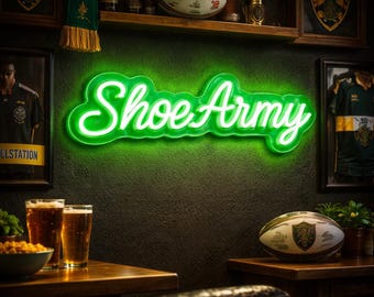 Shoe Army LED Sign – Rugby Man Cave Wall Light – Green Neon Style