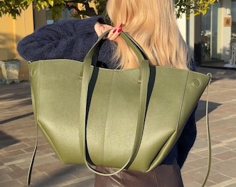 Borse in pelle fatte a mano per donna, borsa a tracolla in vera pelle italiana, borsa tote grande, borsa tote da lavoro, borsa in stile designer