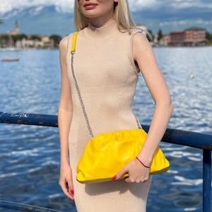 Handmade Italian Leather Clutch: Soft White Designer Handbag