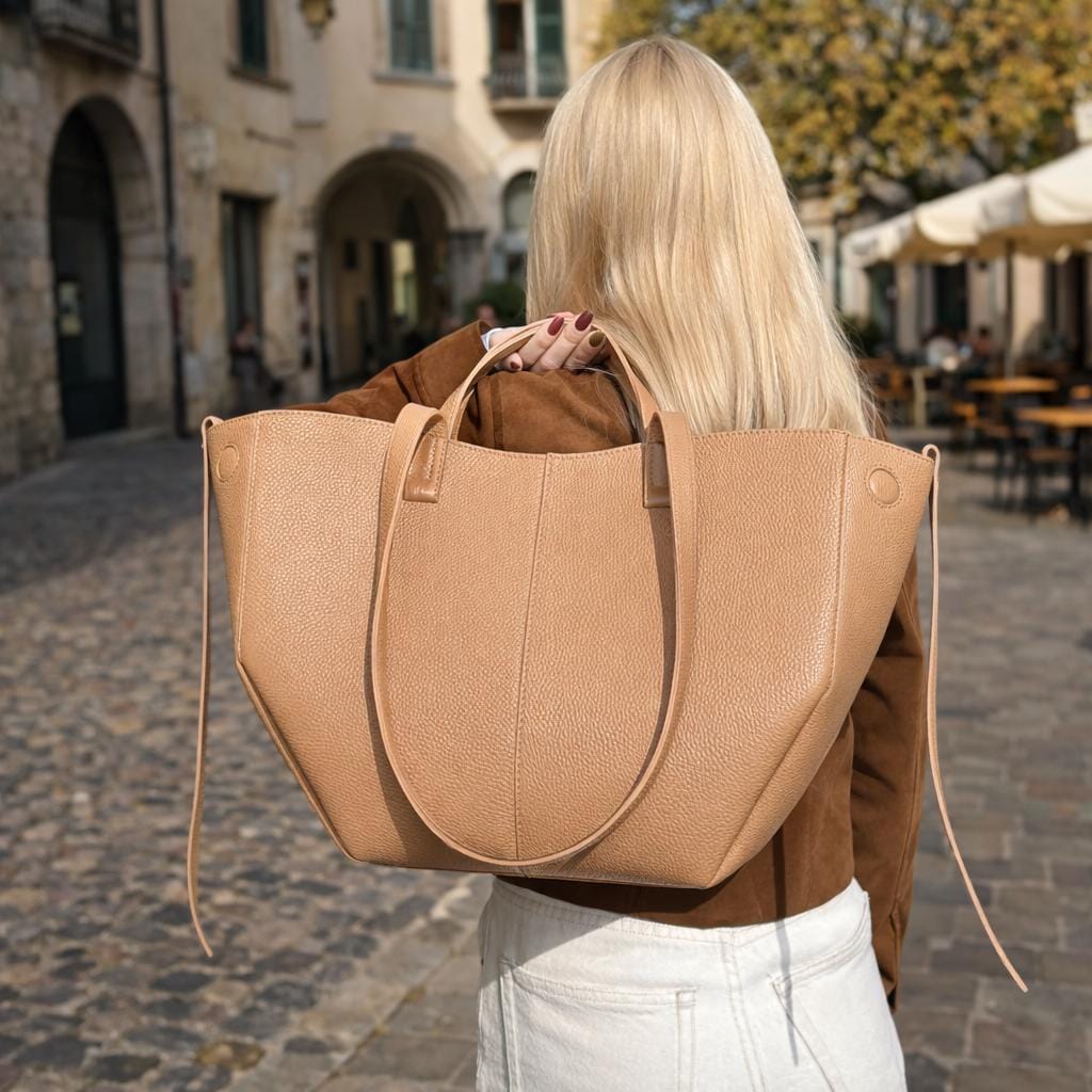 Sac à Main Femme En Cuir Marron – Fourre-tout Style Italien – Occasion