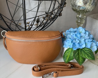 Handmade Brown Italian Leather Banana Bag, Small Half Moon Crossbody Sling Bag, Minimalist Crossbody Bum Bag Pouch, Gift for Her