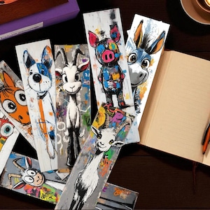 32pcs Abstract Doodle Animal Series Bookmarks- Creative Art Page Markers for Teachers, Students, Readers, Book Clubs, Gift for Book Lovers