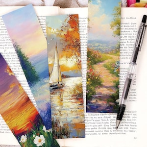 30PCS Romantic Oil Painting Bookmarks – Aesthetic Paper Page Markers for Books, DIY Stationery for Students & Gift Readers, School Supplies