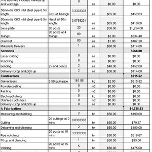 Steel Fabrication Estimating Steel Template/ Metal Fabrication Estimate ...