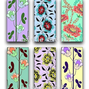 Printable Digital Collage Sheet - Digital Art - Instant Download - 1X2 Inch - Glass Tiles - Pendants - Printables - Art Nouveau - CS 90