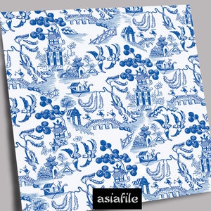 Digital Paper Pack 12 x 12 In. 10 Sheets Chinoiserie Blue & White Asian Designs Scrapbook Journaling Stationery Gift Wrap Decoupage CHINOI 2