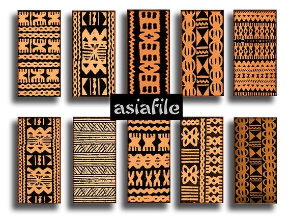 Framed French Polynesian Painted Tapa Cloth Panel Framed French Polynesian Painted Tapa Cloth Panel
