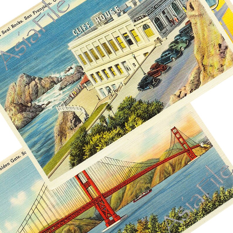 Vintage San Francisco Linen Postcards Art Cards 5 X Etsy