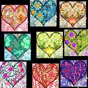 Printable Digital 1 Inch Squares, Valentines, Hearts, for Pendants ...