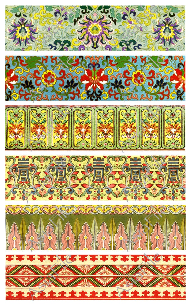 DIGITAL Printable Chinese Design 6 Inch Art Strips Borders | Etsy