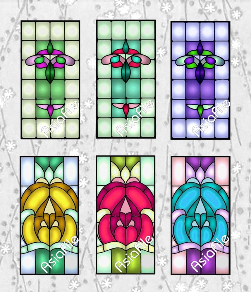 Printable 1 X 2 Digital Pendants Stained Glass Tiles | Etsy
