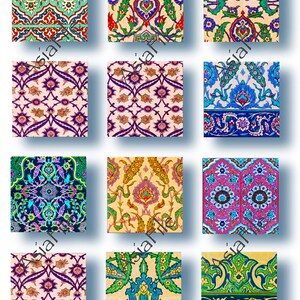 Piastrelle islamiche arabe da 1 pollice, stampabili digitalmente, scrapbooking, decoupage, collage, carta, artigianato, download istantaneo, piastrelle marocchine CS 513