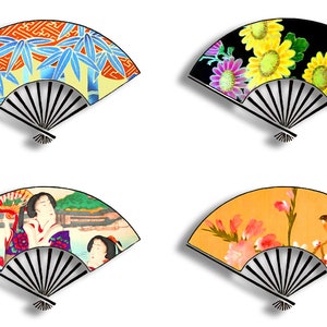 Digital Printable Japanese Fans Images, Digital Art, Asian Art ...
