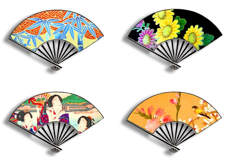 Digital Printable Japanese Fans Images Digital Art Asian Etsy