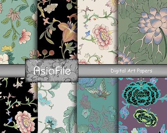 Papeles imprimibles con patrones repetitivos sin costuras digitales de 30 x 30 cm, adornos chinos, decoupage asiático, álbumes de recortes, diarios, manualidades SRPCHINORN 2