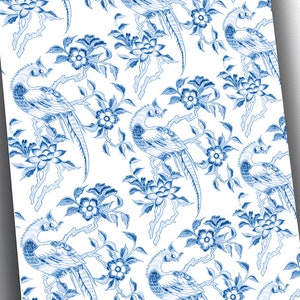 Digital Paper Pack 8.5&quot; X 11&quot;  Chinoiserie Blue & White Asian 10 Sheets Scrapbook Junk Journal Papercraft Stationery Decoupage CHINOISERIE 2