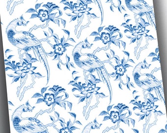 Chinoiserie Digital Paper Pack: Blue & White Asian Designs (Digital Download)