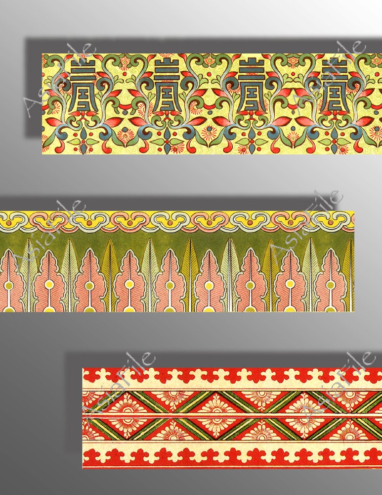 DIGITAL Printable Chinese Design 6 Inch Art Strips Borders | Etsy