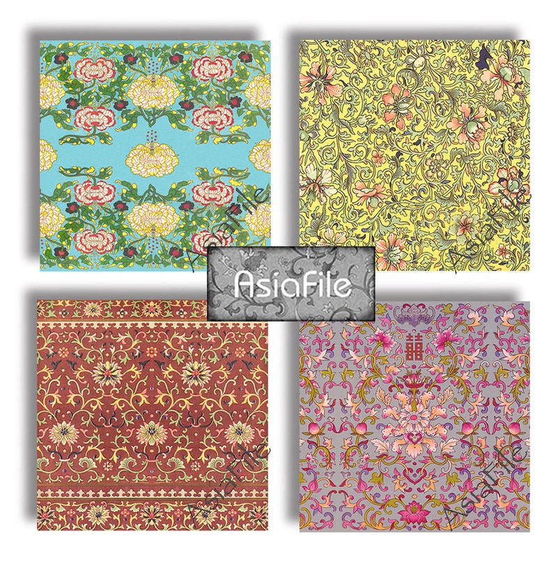 Digital Origami Paper 4 Inch Printable Squares Original Designs Asian Motifs 12 Different Patterns Instant Download Os 8