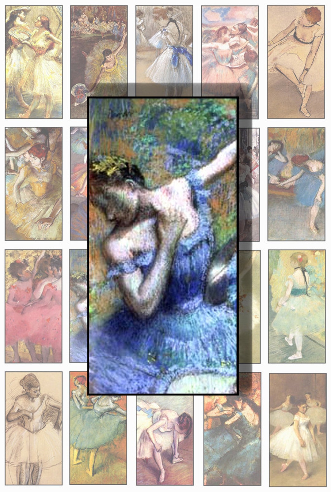 Printable DEGAS Ballerinas, 1 X 2 Digital Art, for Scrapbooking ...