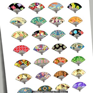 Digital Printable Japanese Fans Images, Digital Art, Asian Art ...
