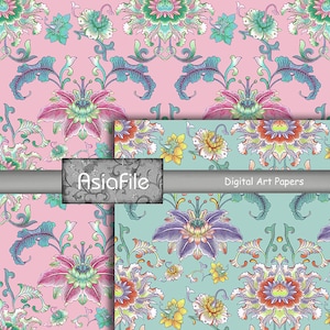 Digital Paper Pack 8.5&quot; X 11&quot; Chinoiserie Vintage Asian 10 Designs Scrapbook Junk Journal Decoupage Paper Crafts CHINORN 1