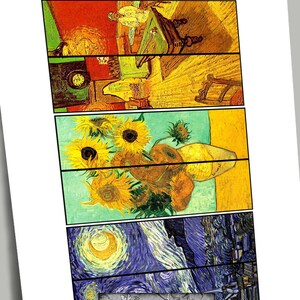 Digital BOOKMARKS, 12 Different Van Gogh Paintings for Bookmarks, Other Crafts, Approx. 1.5&quot; X 5.5&quot; Just Print, Fold, Laminate VGBM