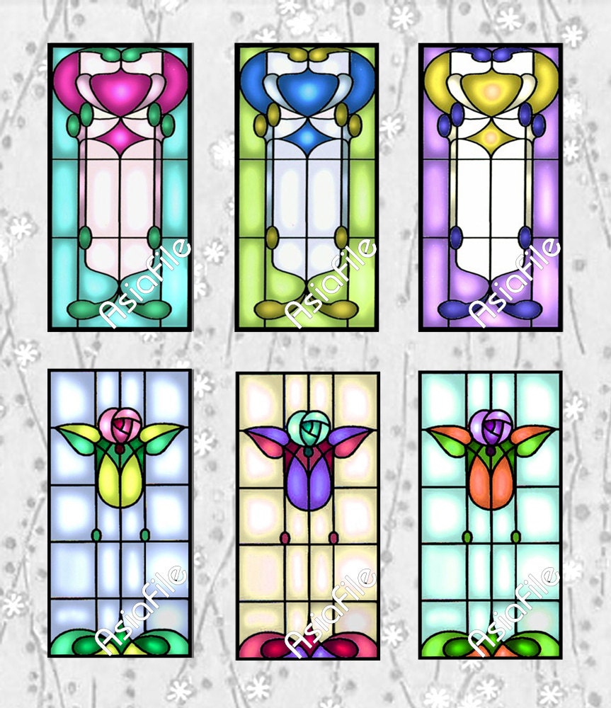 Printable 1 X 2 Digital Pendants Stained Glass Tiles | Etsy