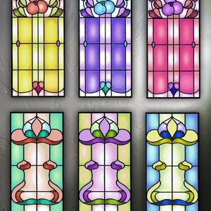 Printable 1 X 2 Digital Pendants Stained Glass Tiles Instant - Etsy