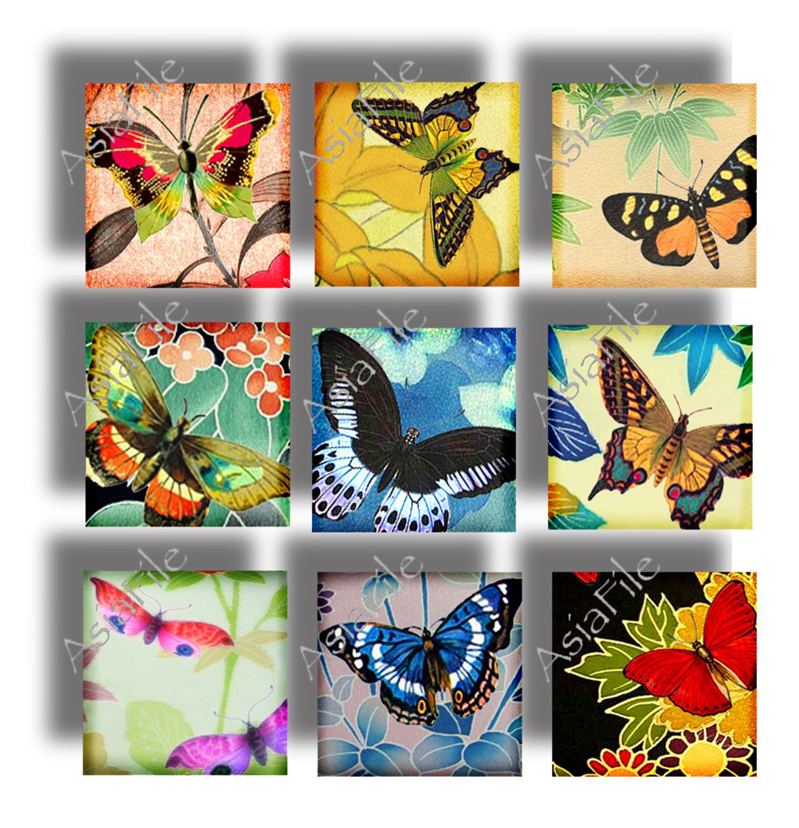 Butterflies Printable Digital Collage Sheet Asian Clipart - Etsy