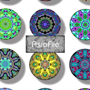 SALE Printable 24 1-Inch Circles and 24 1-Inch Squares Bright Great Colors for Pendants Scrapbooking Stationery Original Designs CS 401 image 2