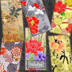 1 x 2 Zoll druckbare digitale Domino Grafiken Anhänger Bilder japanische Seidenmalerei Scraps Vintage asiatische Kunst ZWEI Blätter CS 453