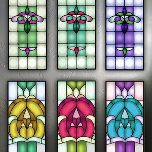 Printable 1 X 2 Digital Pendants Stained Glass Tiles Instant - Etsy