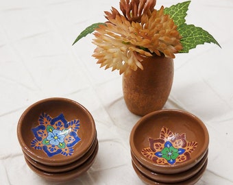 NEW! Miniature Mexican Kitchen Bowls 1-inch Tableware Dishes Dollhouse Hand Made Traditional Folk Designs Set of 6 Mini Bowls AMMBO 1