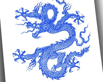 Year of the Dragon Digital Chinese Dragon Illustration in 4 Colors Prints on 8.5" X 11" Sheet Instant Downloads JPG and PNG Files CS 732