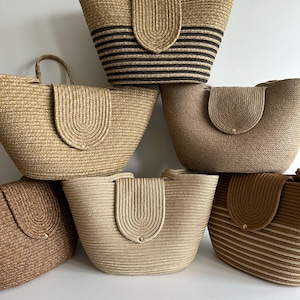 Grand sac cabas de plage tissé - Sac à bandoulière d'été 50 x 30 cm pour femme, sac à main style paille