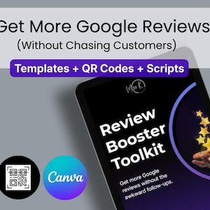 Google Review Template for Business | QR Code Google Review Sign Canva Template | Review Request Scripts | Get More Google Reviews
