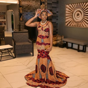 Abito da sirena con stampa africana fatto a mano: abito a sirena Ankara
