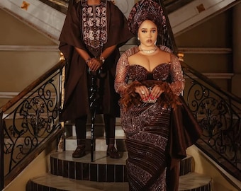 Luxury Asoebi Corset Gown: African Wedding Guest Dress