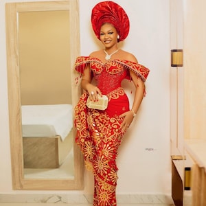 Wedding guest asoebi corset dress,wrapGown Dress,African print Dress,Women&#39;s clothing,African George Style,OwambeDress,African Wedding Dress