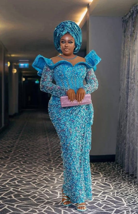 Asoebi Corset Wrap Gown: African Wedding Guest Dress