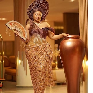 Wedding guest asoebi corset dress,wrapGown Dress,African print Dress,Women&#39;s clothing,African George Style,OwambeDress,African Wedding Dress