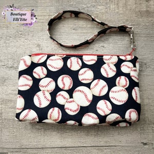 Ladies' Wristlet, Triple Wristlet, Baseball, ID Holder, Zippered Pouch, Lanyard, Wristlet Purse, Wallet, Pouch, Zipper Pouch, Mini Purse