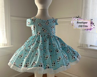 Girls Ready to Ship 2t Dress, Cows, Off the Shoulder Sleeves, Sweetheart Neckline, Ready to Ship, Toddler Dress, Tiered Skirt, Peekaboo Back